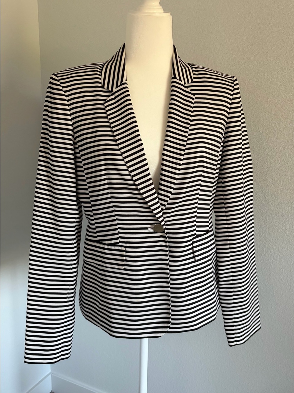 Calvin Klein Black & White Striped Women's Blazer
